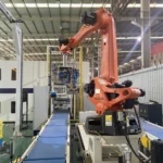 Robot Arm with Pneumatic Gripper Grab Bag for Palletizing Robot